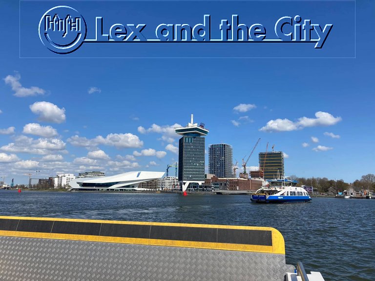 On the ferry with your bikes, heading for Amsterdam North and for your dinner location in the A'dam Tower - Tailor-made tour with Lex and the City